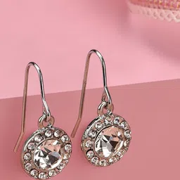 Accessorize London Women Silver-Toned Crystal Rachel Sparkle Short Drop Earrings-image-31