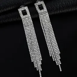Yellow Chimes Silver-Toned Contemporary Drop Earrings-picture-42