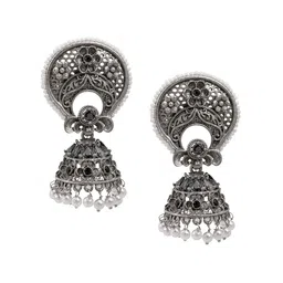 Shining Jewel - By Shivansh Silver-Plated Artificial Beads Contemporary Drop Earrings-picture-23