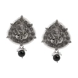 Shining Jewel - By Shivansh Silver-Plated Pearls Leaf Shaped Drop Earrings-picture-41