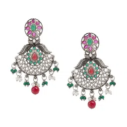 Shining Jewel - By Shivansh Silver Plated Cubic Zirconia Contemporary Drop Earrings-picture-15