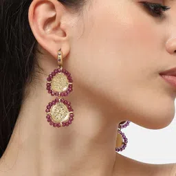 SOHI Gold-Plated Contemporary Drop Earrings-picture-31