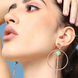 SOHI Gold-Plated Contemporary Drop Earrings-picture-38