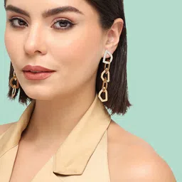 SOHI Gold-Plated Contemporary Drop Earrings-picture-20