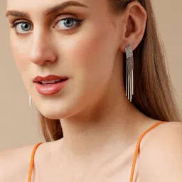 SOHI Gold-Plated Contemporary Drop Earrings-picture-40