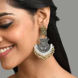 Fida Gold-Toned & Silver-Toned Geometric Drop Earrings-picture-33