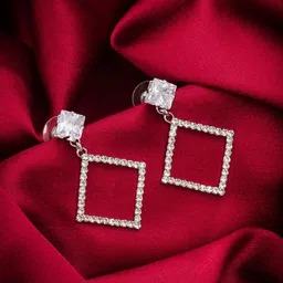 aadita Silver-Plated Geometric Drop Earrings-picture-29