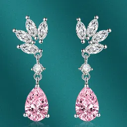 Designs & You Silver-Plated CZ-Studded Teardrop Shaped Drop Earrings-picture-33
