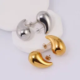 VAGHBHATT Set Of 2 Stainless Steel Teardrop Shaped Drop Earrings-picture-26