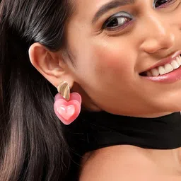 Rubans Voguish Gold-Plated Heart Shaped Drop Earrings image 3