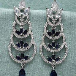 Kennice Rhodium-Plated Crescent Shaped Drop Earrings image 1