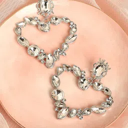 SOHI Silver-Plated Heart Shaped Drop Earrings-picture-21