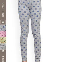 IndiWeaves Girls Pack Of 4 Printed Pure Cotton Ankle Length Leggings-picture-11