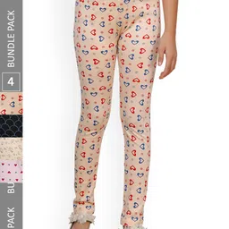IndiWeaves Girls Pack Of 4 Printed Pure Cotton Ankle Length Leggings-picture-48