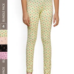 IndiWeaves Girls Pack Of 4 All Over Printed Pure Cotton Ankle Length Leggings-picture-55