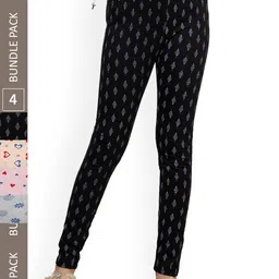 IndiWeaves Girls Pack of 4 Printed Super Soft Pure Cotton Ankle-Length Leggings-picture-13