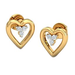 KUBERBOX 18KT Perfect Heart Diamond Studded Stud Earrings-1.62 gm-picture-4