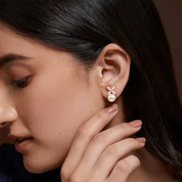 MINUTIAE Rose Gold Plated Contemporary Stud Earrings-image-68