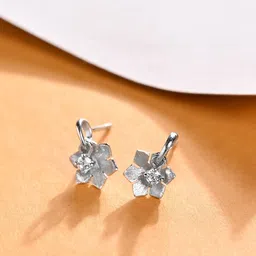 Clara 925 Sterling Silver Rhodium Plated Cubic Zirconia Floral Stud Earrings-picture-21