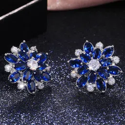 Jewels Galaxy Silver-Plated Floral Studs Earrings-picture-31