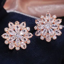 Jewels Galaxy Rose Gold-Plated Floral Studs Earrings-picture-18