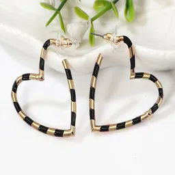 AQUASTREET  Black & Gold Heart Hoop Earrings-picture-38