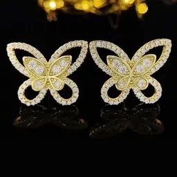 Jewels Galaxy Gold Plated American Diamond Studded Butterfly Shaped Studs-picture-29