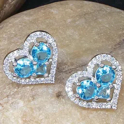 Manikya Rhodium Plated Heart American Diamond Shaped Stud Earrings-image-22