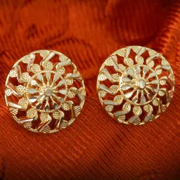 MEENAZ Set of 4 Gold-Plated Cubic Zirconia Dome Shaped Studs Earrings-image-9