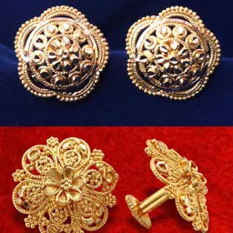 MEENAZ Set Of 2 Gold-Plated Studs Earrings-image-57