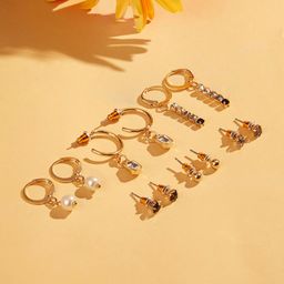 Accessorize Set Of 6 Stud & Cup Chain Earrings-picture-45