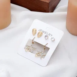 DESTINY JEWELS Set Of 3 Gold-Plated Circular Shaped Studs image 1