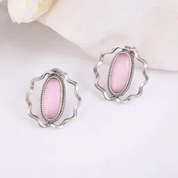 DASTOOR Silver-Plated Contemporary Oxidised Stud Earrings-picture-31