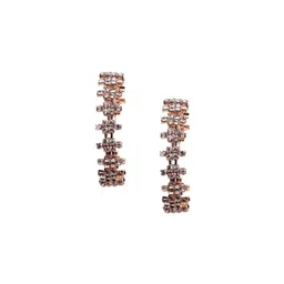 ODETTE Gold-Plated Rhinestone Studded Circular Hoop Earrings-image-70