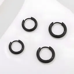 KARISHMA KREATIONS Men Set Of 3 Contemporary Stainless Steel Hoop Earrings-picture-24