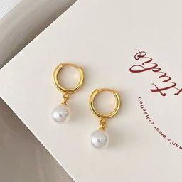 MYKI Gold Plated Stainless Steel Beaded Hoop Earrings-picture-36