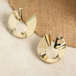 SOHI Gold-Plated Contemporary Studs Earrings-picture-10