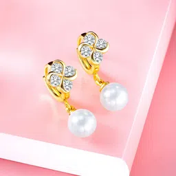 Peora Gold-Plated Contemporary Cubic Zirconia Drop Earrings-picture-32
