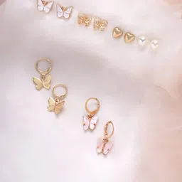 BEWITCHED Set of 6 Gold-Toned Contemporary Studs Earrings-picture-13