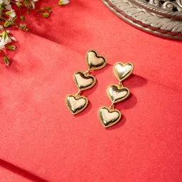 Niscka Gold-Plated Heart Shaped Drop Earrings-picture-32