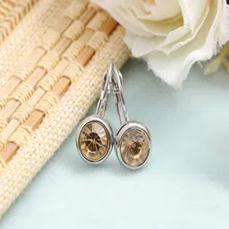 UNIVERSITY TRENDZ Gold-Plated Crystal-Studded Contemporary Drop Earrings-picture-19