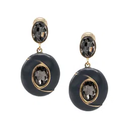 Shining Jewel - By Shivansh Gold-Plated Cubic Zirconia & Crystal Studded Drop Earrings-picture-42