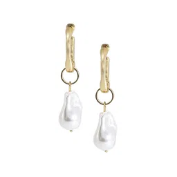 Shining Jewel - By Shivansh Silver-Plated Cubic Zirconia Crystal Pearl Hoop Earrings-picture-55