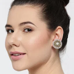 PANASH Gold-Plated White Contemporary Studs Earrings-picture-10