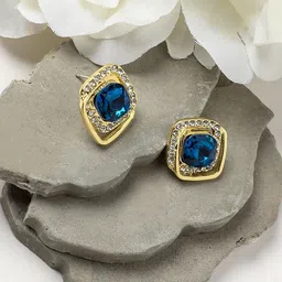 DressBerry Blue Gold Plated Contemporary Stud Earrings-picture-44