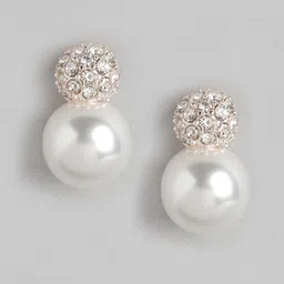 Forever New Gold-Plated Circular Pearl Studs Earrings-image-64