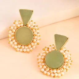 Silvermerc Designs Gold Plated Beaded Circular Drop Earrings-picture-23
