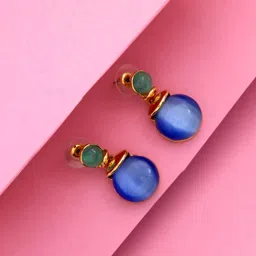 Estele Gold-Plated Circular Drop Earrings-image-58