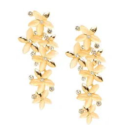DressBerry Gold-Plated & Peach Floral Drop Earrings image 2
