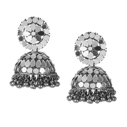 Adwitiya Collection Silver-Plated Classic Jhumkas Earrings image 5